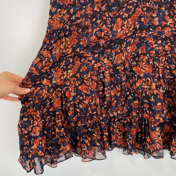NWT Ulla Johnson Cecily Cosmos-Print Silk Lurex Mini Dress 12 Ruffle Cocktail Pa - Picture 9 of 15